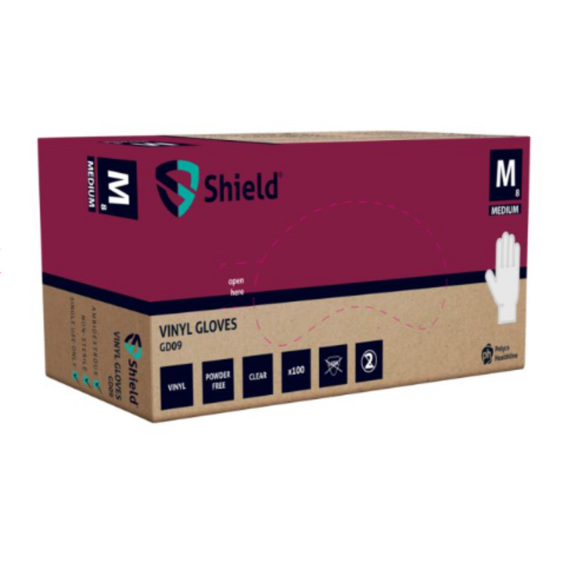 Shield GD09 Clear Vinyl Powder Free Disposable Gloves