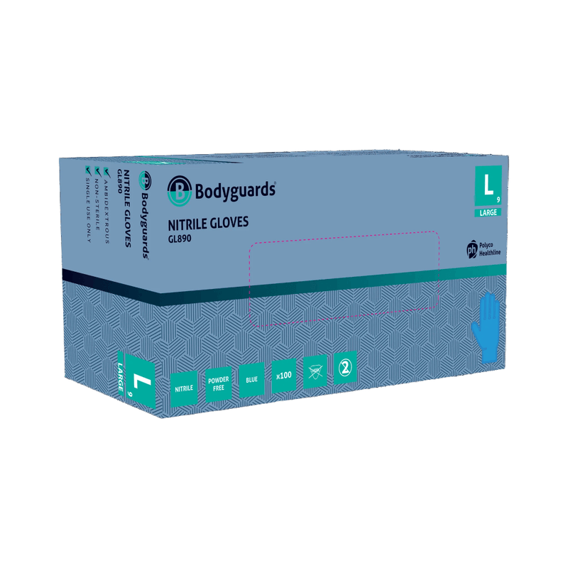 Bodyguards GL890 Blue Nitrile Powder Free Examination Gloves | www.theglovestore.co.uk