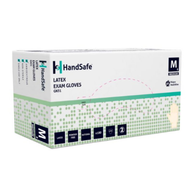 Handsafe GN31 Powder Free Latex Examination Gloves | Box of 100 gloves | www.theglovestore.co.uk