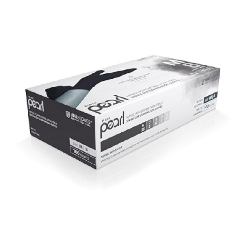 Unigloves Black Pearl Nitrile Disposable Gloves GP003, Single Box of 100 Gloves