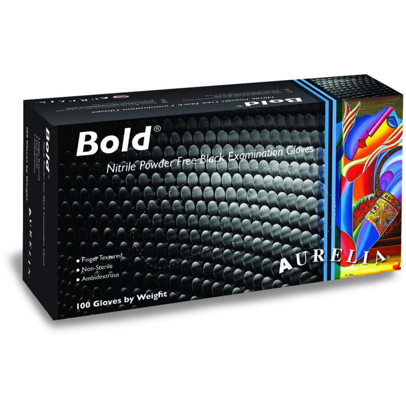 Aurelia Bold Nitrile Powder Free Black Examination Gloves - 7399 |www.theglovestore.co.uk