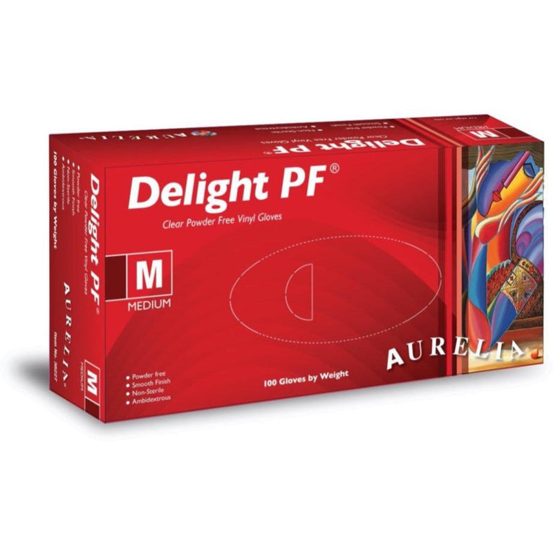 Aurelia Delight Powder Free Clear Vinyl Examination Gloves 3822 (10 Boxes of 100 Gloves) | www.theglovestore.co.uk