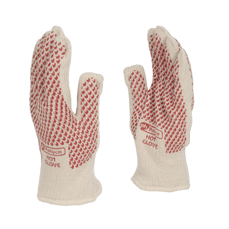 Polyco Hot Glove Short Cuff (Oven Gloves - 1 Pair Per Pack) - 9010, Bakers, Food Processing, Catering Gloves, www.theglovestore.co.uk. Individual Fingers