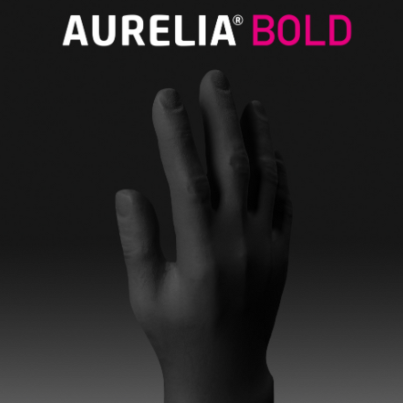 Aurelia Bold Nitrile Powder Free Black Examination Gloves - 7399 | Single Black Glove | www.theglovestore.co.uk
