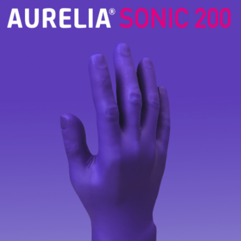 Aurelia Sonic 200 Blue Nitrile Powder Free Examination Gloves (200 gloves) - 9377A | www.theglovestore.co.uk | small, medium, large, extra large