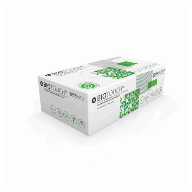 Unigloves GM008 Biotouch Nitrile Examination Gloves | Box of 100 Blue gloves | Medical Grade | www.theglovestore.co.uk