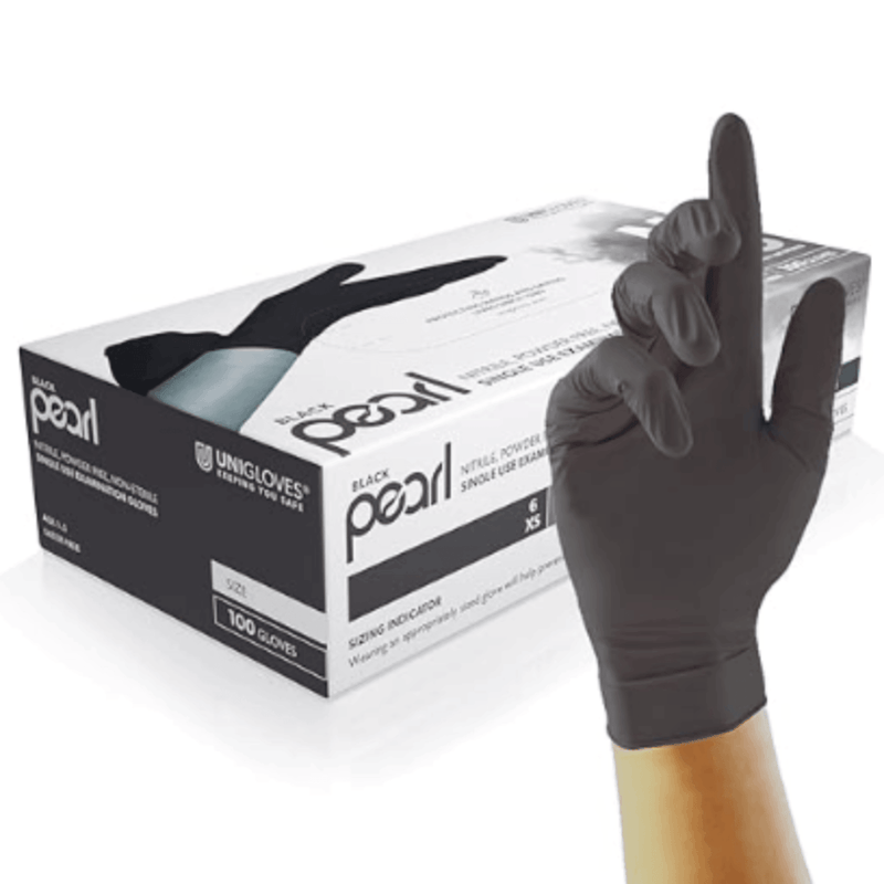 Unigloves GP003 Black Pearl Nitrile Examination Gloves | Box of 100 Black Nitrile Gloves | www.theglovestore.co.uk