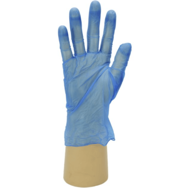 Shield GD11 Powdered Disposable Blue Vinyl Gloves | Single Blue Vinyl Glove, suitable for food contact applications | www.theglovestore.co.uk