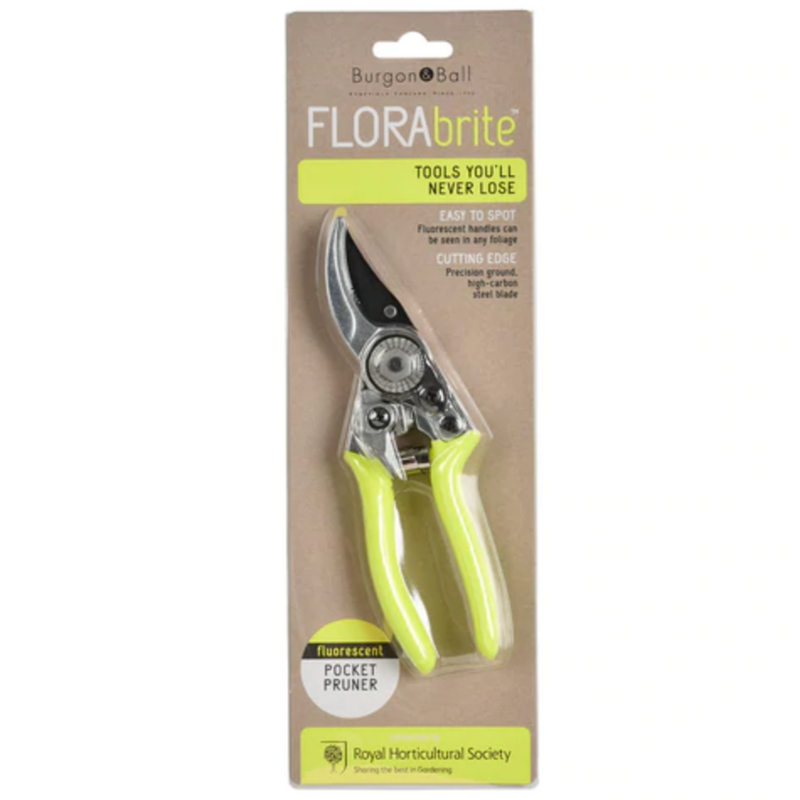 Burgon & Ball Flora Brite Yellow Pocket Pruner - RHS Endorsed (GFB/PPYELL)