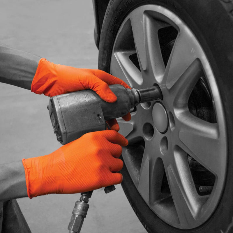 Finite GL201 Orange Grip Nitrile Disposable Gloves | Automotive / Mechanics Orange Nitrile Gloves | www.theglovestore.co.uk