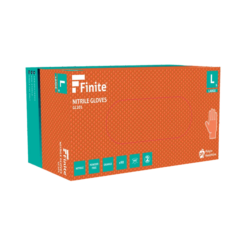 Finite Orange Grip Nitrile Disposable Gloves GL201 | www.theglovestore.co.uk