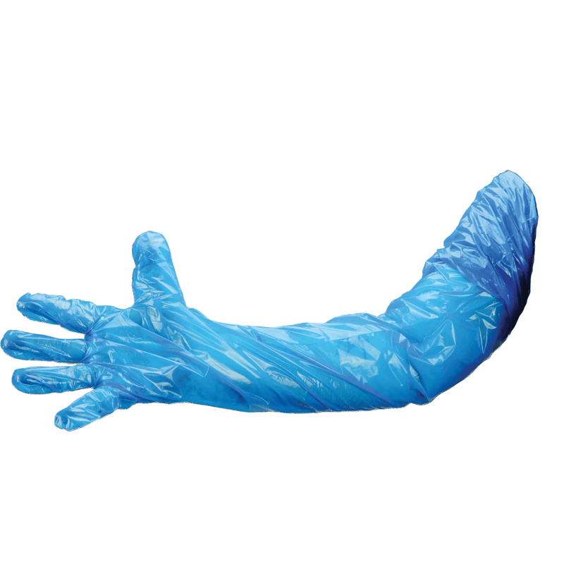 Shield GL2950 Blue Polythene Long Arm Gauntlets - 90cm | Professions: Farming, Vets | www.theglovestore.co.uk