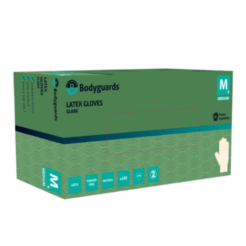 Bodyguards GL888 Latex Powder Free Disposable Gloves | Box of 100 Latex Gloves | www.theglovestore.co.uk