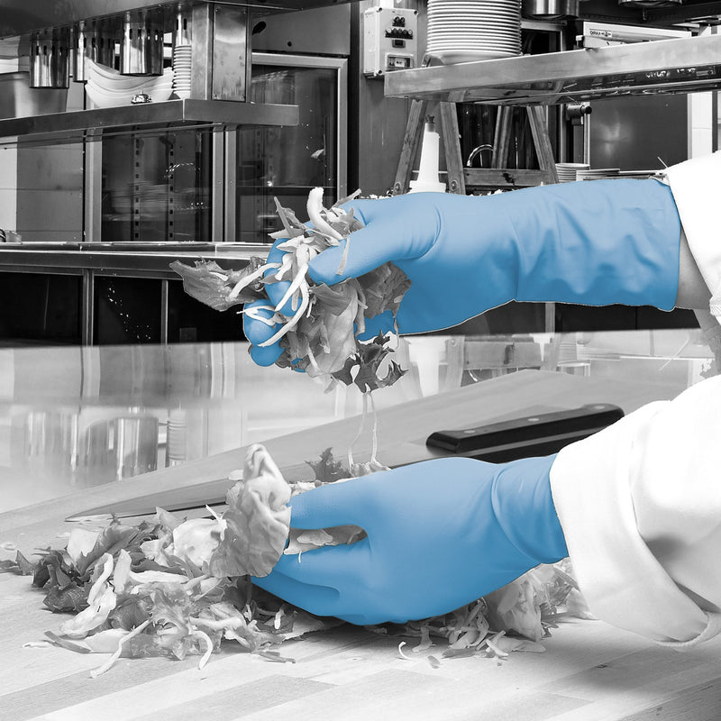 Bodyguards Longer Cuff Blue Nitrile Examination Gloves GL891 | www.theglovestore.co.uk