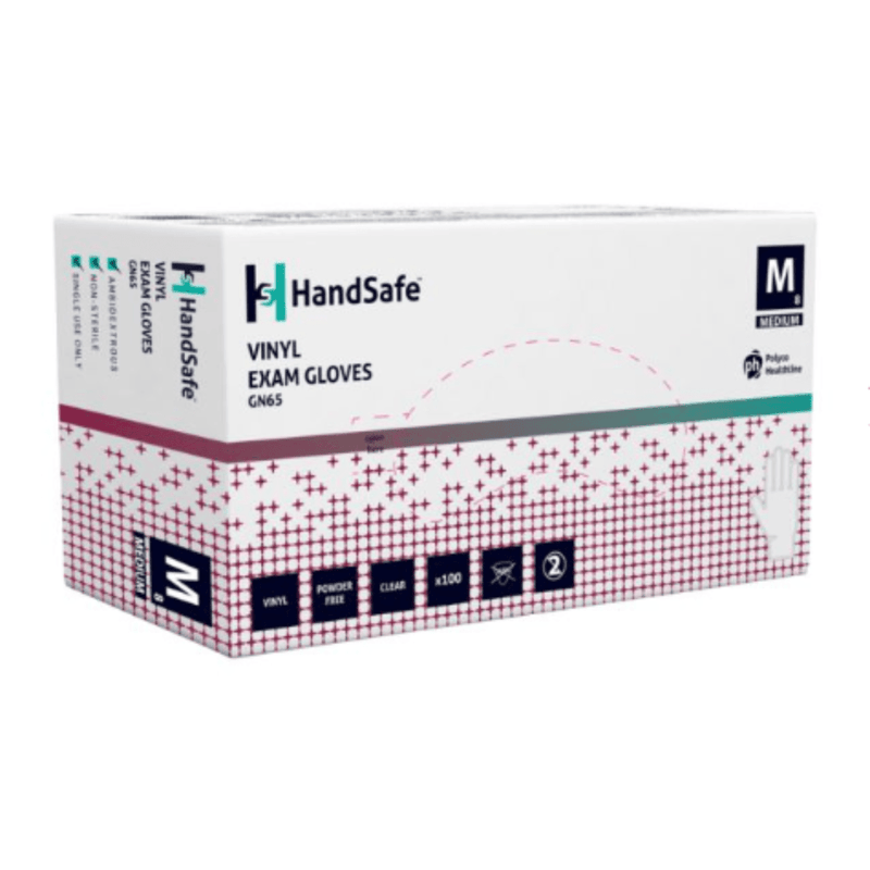 Handsafe GN65 Clear Powder Free Vinyl Examination Gloves | Box of 100 Clear Vinyl Gloves | Medical Grade | www.theglovestore.co.uk