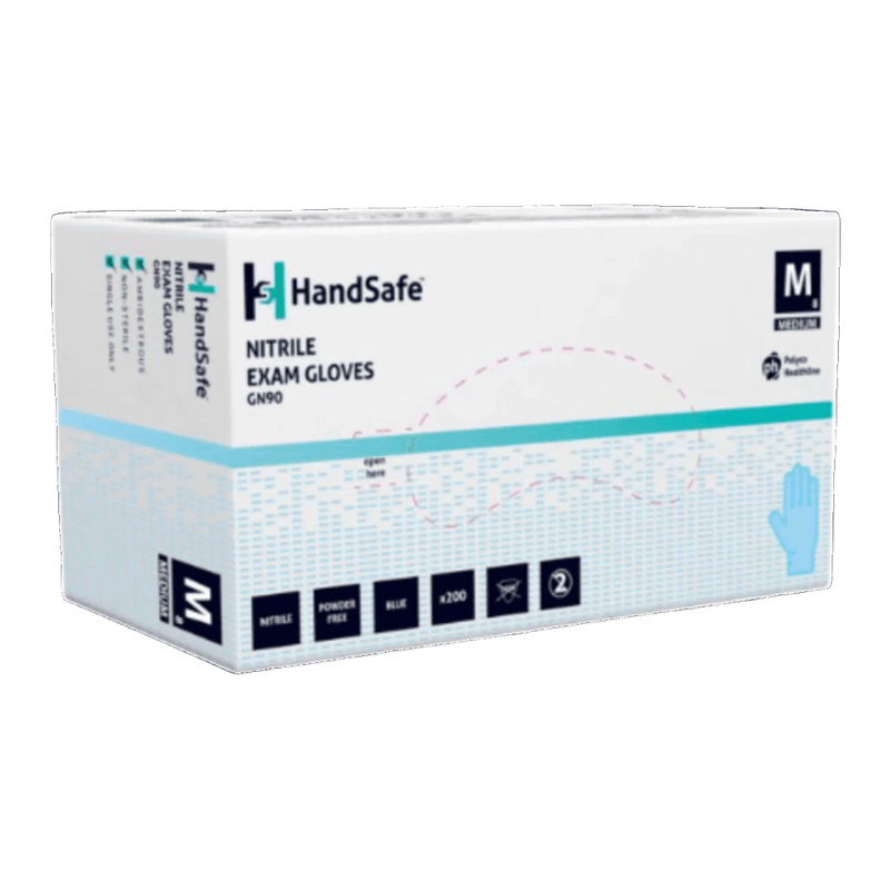 HandSafe GN90 Blue Nitrile Powder Free Examination Gloves | Box of 200 Blue Nitrile gloves) | www.theglovestore.co.uk