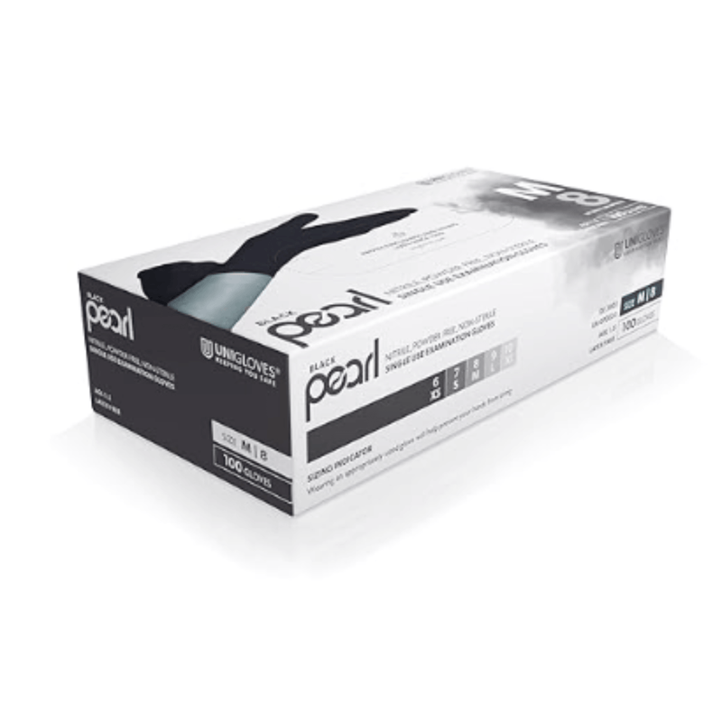 Unigloves GP003 Black Pearl Nitrile Disposable Gloves | Single Box of 100 Black Nitrile Gloves | www.thglovestore.co.uk