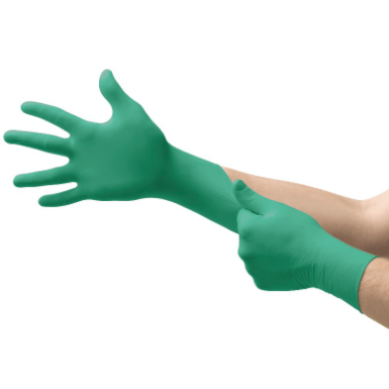Ansell TouchNTuff 92-600 Powder Free Green Nitrile Disposable Gloves | Pair of green nitrile gloves | www.theglovestore.co.uk