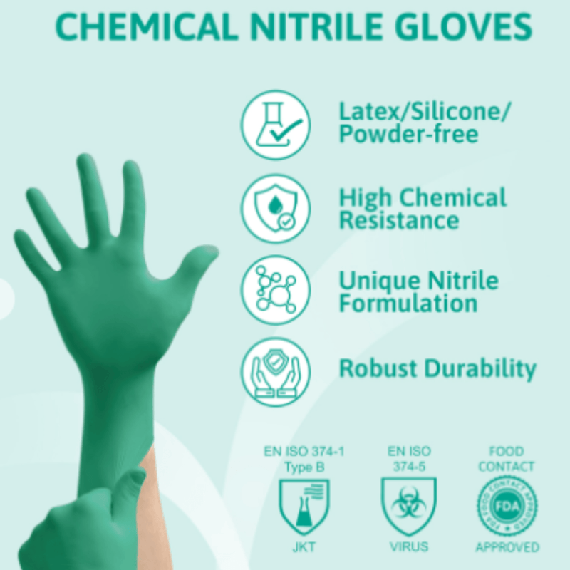 Ansell TouchNTuff 92-600 Powder Free Green Nitrile Disposable Gloves | Chemical Nitrile Gloves | www.theglovestore.co.uk