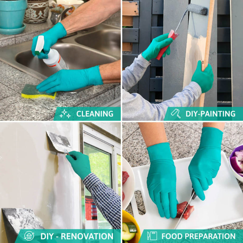 Ansell TouchNTuff 92-600 Powder Free Green Nitrile Disposable Gloves | Used for Cleaning, DIY-Painting, Renovation and Food Preparation | www.theglovestore.co.uk