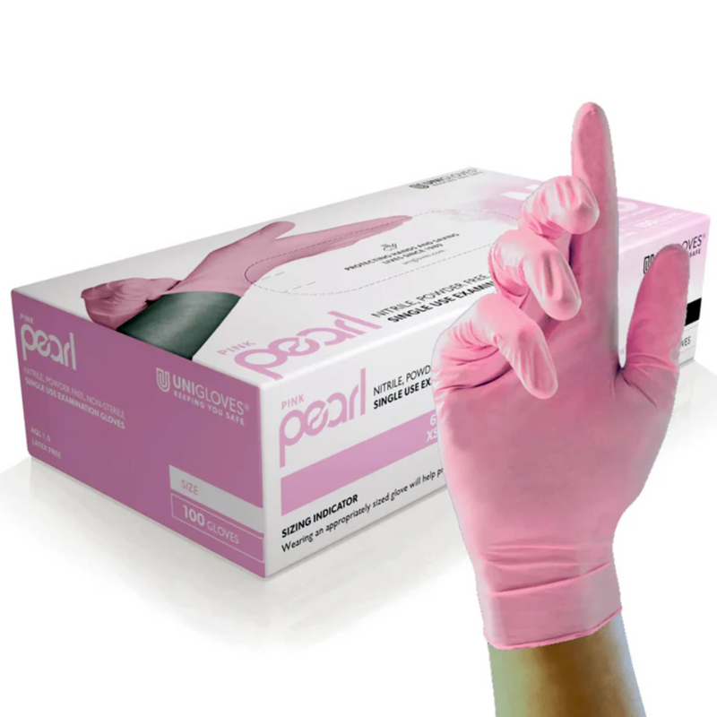 Unigloves PINK PEARL Nitrile Examination Gloves GP005 | www.theglovestore.co.uk