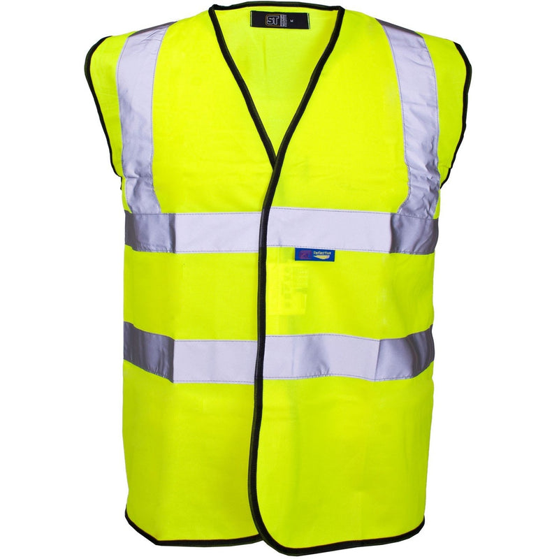 Hi Visibility Vest / Waistcoat Yellow With Black Piping - 3524 | www.theglovestoe.co.uk