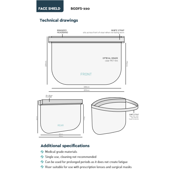 Barriguard Face Shield - Technical Drawings