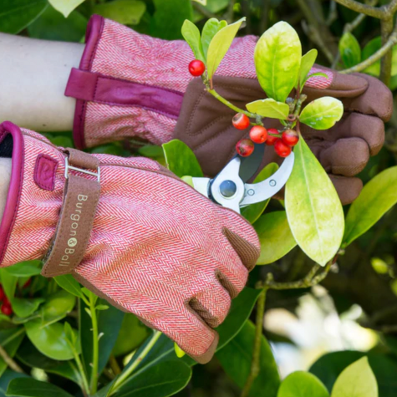 Burgon & Ball - Love The Glove RED TWEED - Ladies Gardening Gloves | www.theglovestore.co.uk